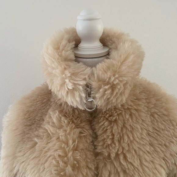 Topshop Jonas faux shearling zip fur coat borg Sherpa - Picture 5 of 14